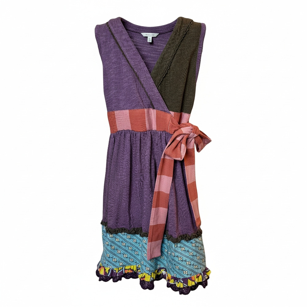 Matilda Jane Tiered Sleeveless Wrap Dress Purple Ruffle Hem Size 4